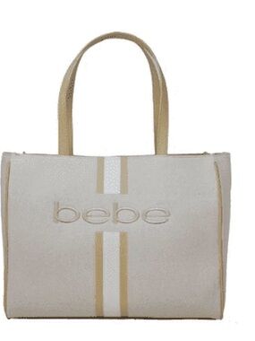 bebe Paisley Oversized Canvas Tote, Almond
